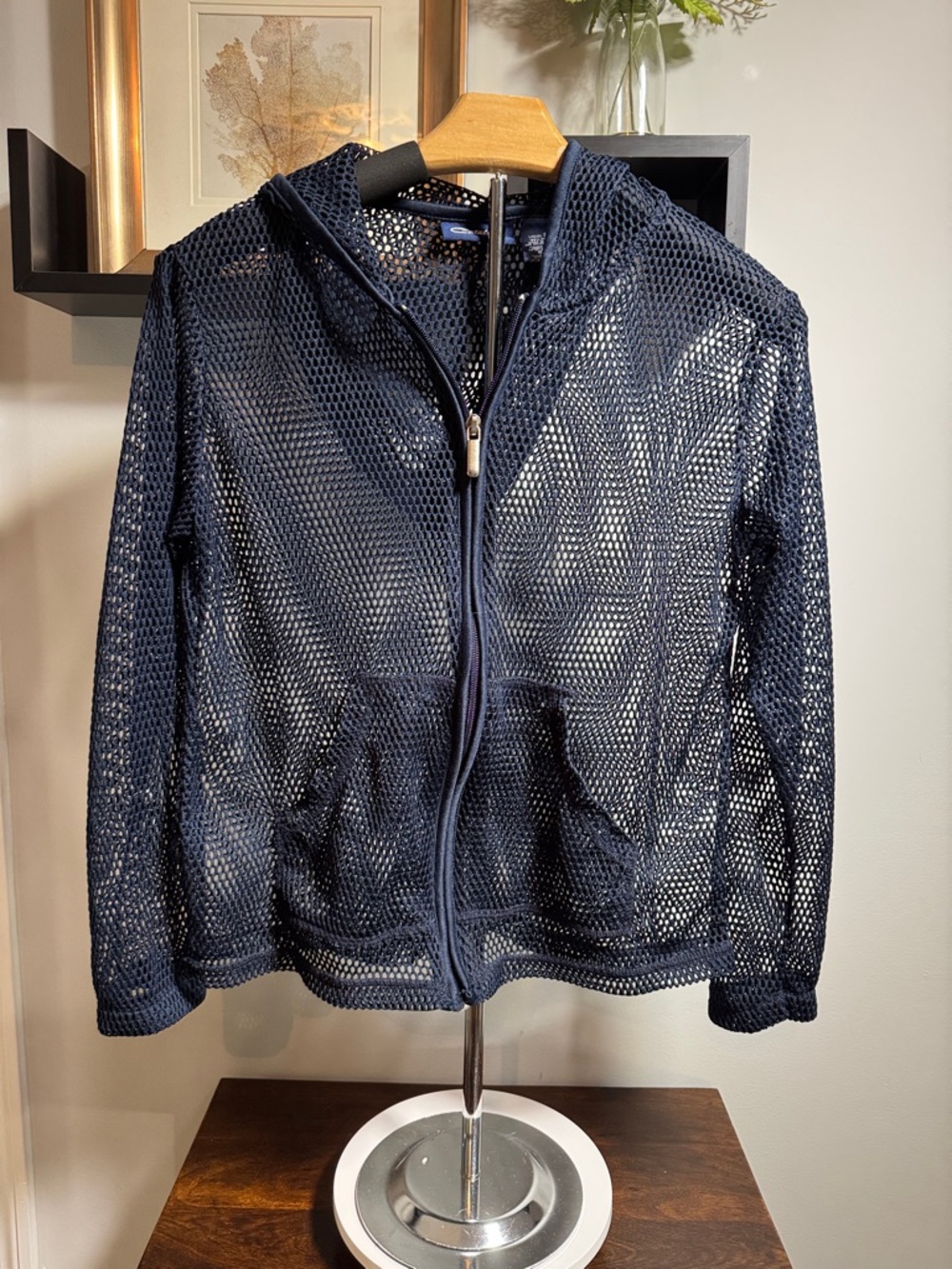 Catalina Navy Mesh Hooded Zip Jacket